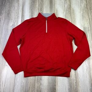 DEOLAX Performance Pullover Mens Medium Red 1/4 Zip Mock Neck Sweater Golf Men